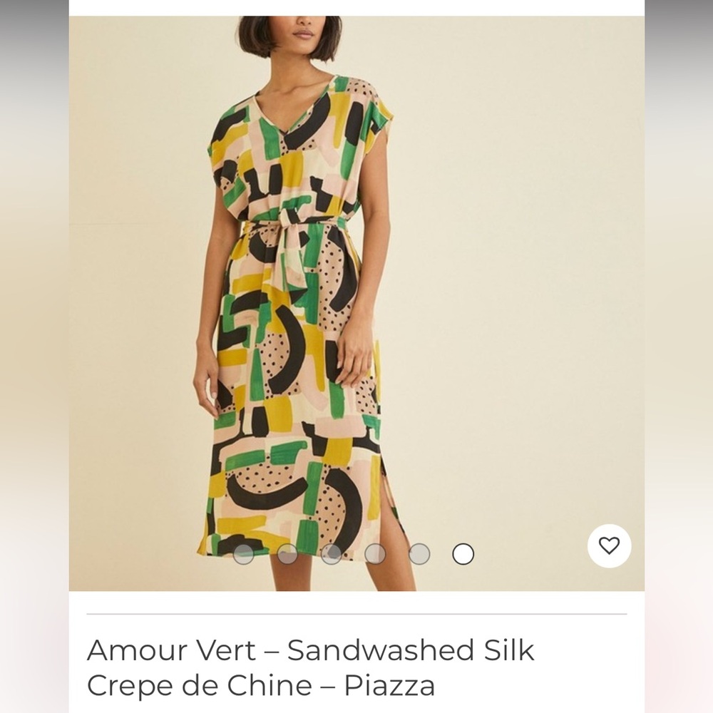Amour Vert piazza pattern washable silk dress size xl
